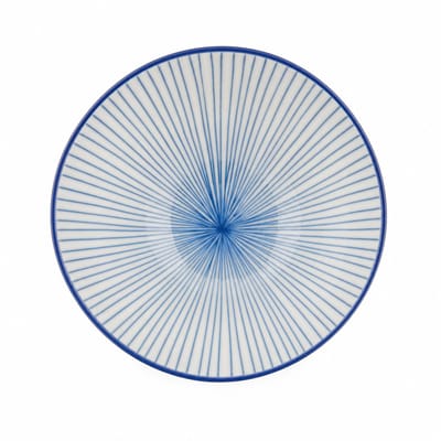 VESSIA Porseleinen kom 16 cm blauw-wit lijnendessin 4-delige