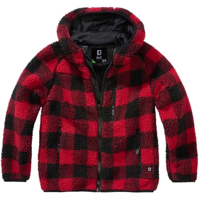 Brandit Kids Teddyfleece Jas - rood/zwart - 170/176