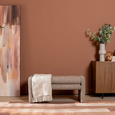 Bronx71® Eetkamerbank Neil bouclé bruin 100 cm - eettafelbank - eetbank