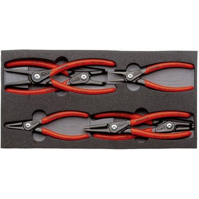 Knipex 00 20 01 V02 Precisie-borgveertang set Geschikt voor borgringen Binnen- en buitenringen 12-25 mm, 19-60 mm 10-25 mm, 19-60 mm Puntvorm 90°