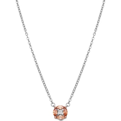 Luxenter Ketting van 925 sterling zilver en champagnekleurige zirkonia met rhodiumafwerking - Siankho