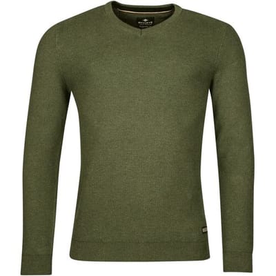 Baileys Trui V-Neck Cotton Structure Knit Groen / male