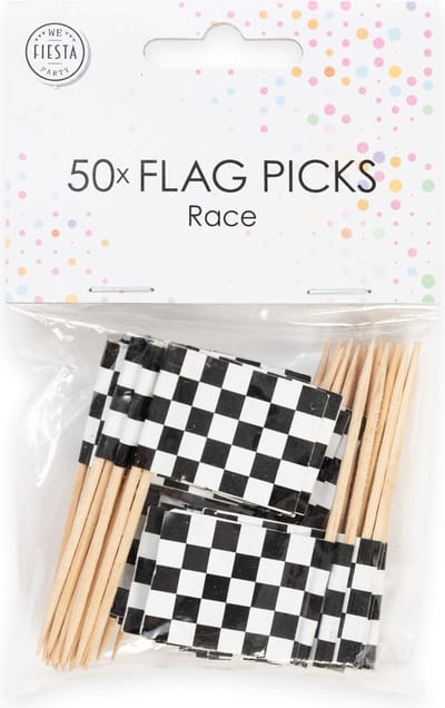 50x Cocktailprikkers Race Vlag- Hapjes Cocktail Tapas Zomer Terras Prikkers