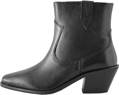 Next - Dames - Enkelhoge cowboylaarzen met blokhak en extra brede pasvorm - Zwart