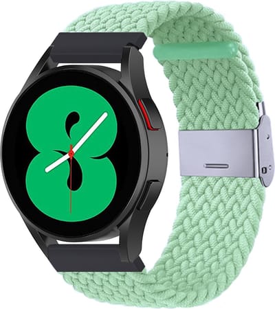 By Qubix - Geschikt voor Garmin bandje - Geschikt voor Garmin Vivoactive 4 / 4L - Braided nylon bandje - Lichtgroen - Smartwatch bandje 22mm