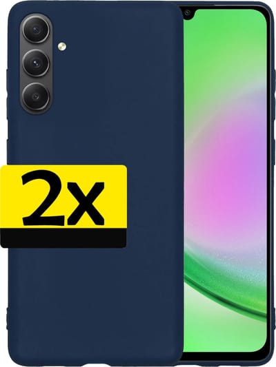 Hoesje - 2 Stuks - Geschikt voor Samsung Galaxy A34 - Sterk & Shockproof - Case Siliconen - Back Cover - Telefoon Hoes - Telefoonhoesjes - Donkerblauw