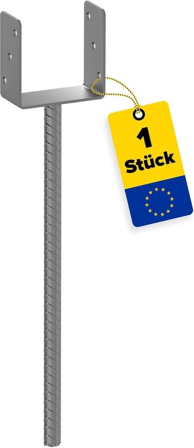 Steunpoot Paaldrager Betonanker met L lange Stang, Type U, Uitvoering PS 500, 141x60x124 mm, R500