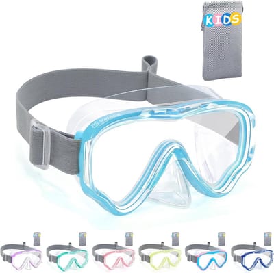Duikbril voor kinderen met stoffen band, panorama zwembril, anti-lek snorkelmasker voor kids van 3-13 jaar