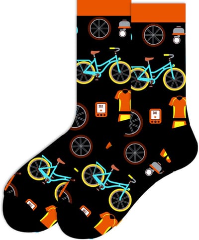 Sokken heren - mannen - zwart - bruin - leuke print fiets - 40 - 46 - cadeau voor hem - Kerstcadeau - vaderdag cadeau - verjaardagscadeau - geschenk - gift