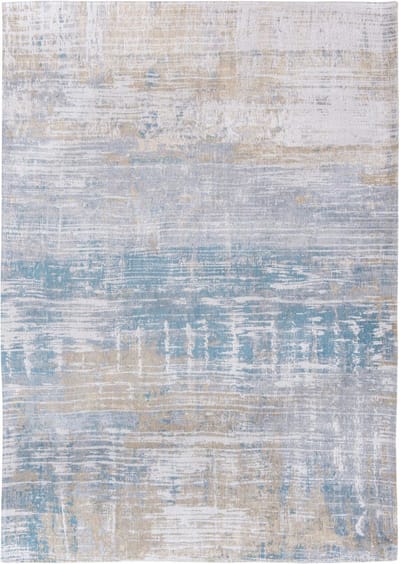 Wasbaar Binnen & Buiten Vloerkleed - 140 x 140 cm - Louis De Poortere Streaks Long Island Blue - Laagpolig Tapijt - Gerecycled PET - Made in Belgium - Circulair