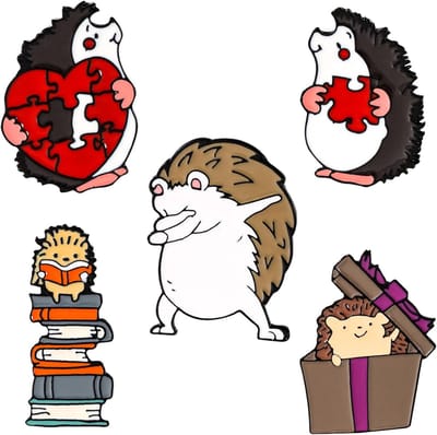 5 stuks schattige egel pinnen set uit, speld dieren, cartoon broche spelden, grappige emaille pin voor tassen, rugzakken, kleding