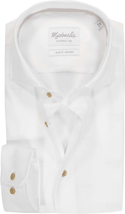 Michaelis slim fit heren overhemd - twill - wit
