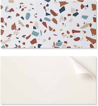 Kant-en-klaar vinylpaneel met decoratieve print, 100x50 cm, abstract mozaïekpatroon.