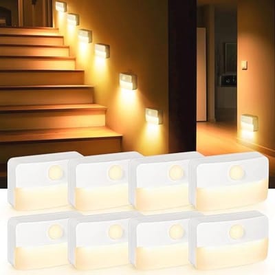 LED Nachtlampjes met Bewegingssensor voor Trappen en Hal, 8 Stuks
