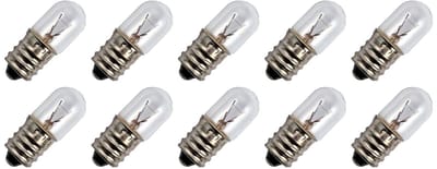 Signaallamp E12 6.3V 2W - 317 mAh - 10 stuks - T13 Gloeilamp Ø13mm - 33mm - 2500K - Dimbaar