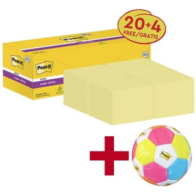 Memoblok 3M Post-it 654-SSCY Super Sticky 76x76mm geel voordeelpak