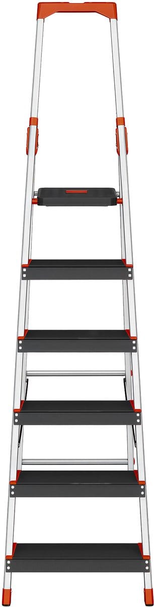 SONGMICS - Ladder - Vouwladder - Keukentrap 6 Treden - Met Gereedschapsbakje - Antislip Aluminium Ladder