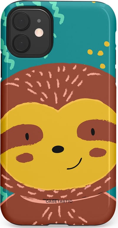 Casetastic hoesje geschikt voor Apple iPhone 11 - Dubbellaagse bescherming - Vrolijke luiaard - Fashion Case - Terracotta Petrol Goud