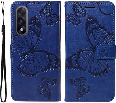 Coverup Hoesje - Geschikt voor OnePlus Nord 5 Hoesje - Coverup Vlinders Book Case - Blauw