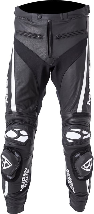 MUGENRACE RBRS-1 Zwart Witte Leren Broek - Broek