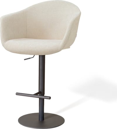 Nolon Niva-Otis Draaibare Tulp Barkruk Cottonbeige - Verstelbaar - Mat Zwart Onderstel - Barstoel - Armleuning - Comfortabel