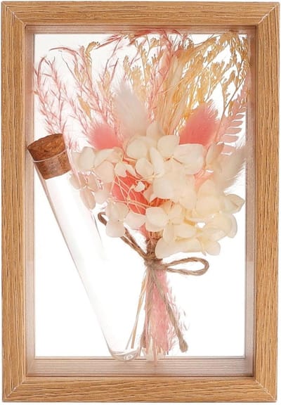 Allecto Plus - 3D-set inclusief gedroogde bloemen reageerbuisje huwelijksgeschenk voor bruidspaar