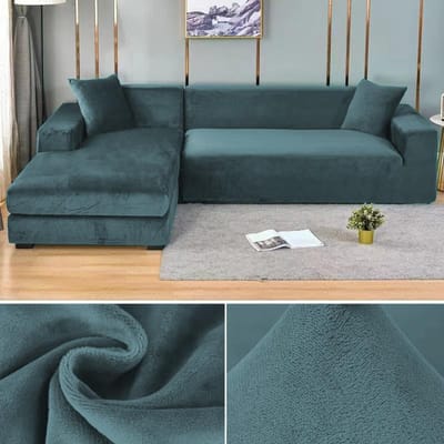 Fluwelen bankhoes dik elastisch 1/2/3/4-zits bankhoes voor woonkamer Fluwelen pluche L-vormige hoekbankhoes bankhoes 2 SEAT (145-185CM)