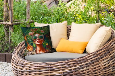 Tuinkussen - Vrouw - Panterprint - Jungle - Natuur - Luxe - 40x40 cm - Weerbestendig
