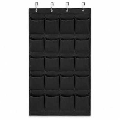 Consumerce® Schoenenzak Hangend 24 Vakken Zwart – Schoenenrek – Schoenenbank – Schoenen – Rek – Deur – Wand – Muur – Deurhanger – Schoenrek – Schoenkast – Schoenenkast – Sneaker Box Kast – Schoen Organizer Opbergsysteem – Schoenenbox