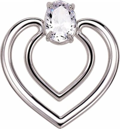 Fako Bijoux® - Sjaalklem - Sjaal Klem - Sjaal Ring - Hart Met Kristal - 40x43mm - Zilverkleurig