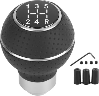 Schakelpookknop - Versnellingspook - Auto Interieur - Aluminium Leer - 5.5 x 8.5 cm - Zwart