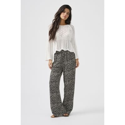 Only zwarte dames broek   Regular fit   Steekzakken   Streep patroon   Elastische boord   Duurzaam   Regular waist Zwart L