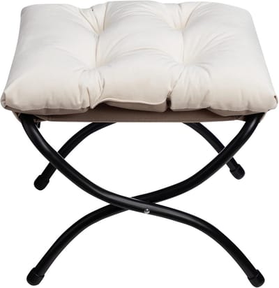 Voetenbank Opvouwbaar - Ottomaanse Kruk - Extra Zitplaats - Met Metalen Poten - 47x36x38 cm - Beige