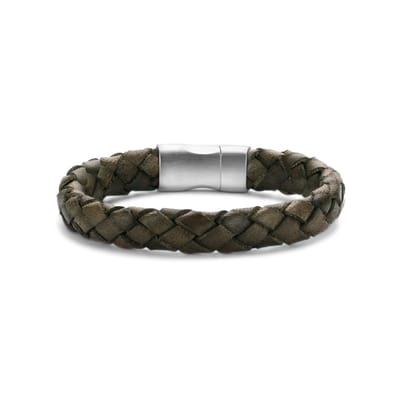 Frank 1967 bracelet brown braided leather 20cm ips
