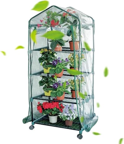 Draagbare Binnenkas - Terraskas Kweekkas - Planten Kweken - Afsluitbare Wielen - 72 x 50 x 9 cm - Transparant