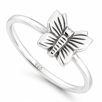Kinderring 925 Zilver – Zilveren Vlinderring – Ring met Vlinder – Kinder Ring Meisje – Fijne Zilveren Ring