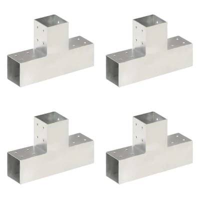 vidaXL - Paalverbindingen - 4 - st - T-vorm - 81x81 - mm - gegalvaniseerd - metaal
