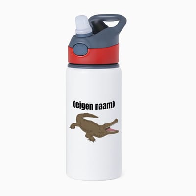 Hacebo® - krokodil met eigen naam waterfles met rietje rood - Krokodil - krokodillen liefhebbers - iemand die houdt van krokodillen - verjaardag - cadeau - kado - water fles - 650ML