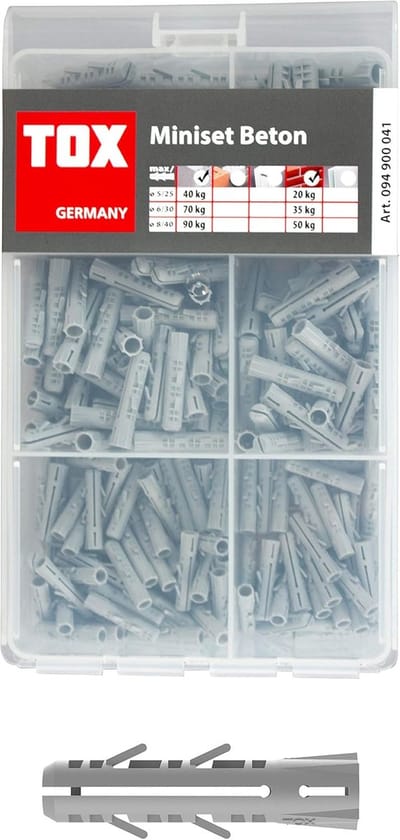 Spreidpluggen Assortiment - Bevestigingspluggen Set - Beton en Steen - Hoge Houdwaarden - 5 6 en 8 mm - Wit