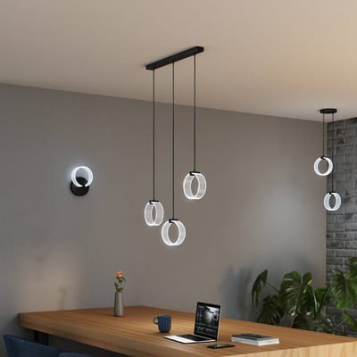 OSRAM Decor Circle decoratieve hanglamp, 3-lamps, LN, 20W, 1300lm, 3000K/4200K/6500K, warm wit/koud wit/daglicht, Click-CCT schakelaar, IP20, kunststof, zwart, LED niet vervangbaar