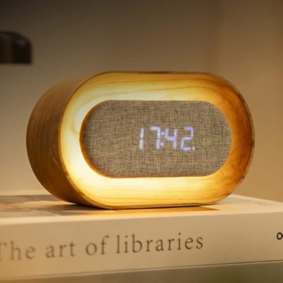 Gingko - Lumos Clock Oval White Ash - wekker