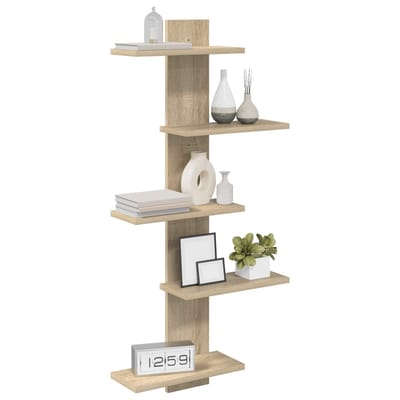 vidaXL - Wandzwevend - Plank - Sonoma - Eiken - 48,5 - x - 15 - x - 101 - cm - Bewerkt - hout