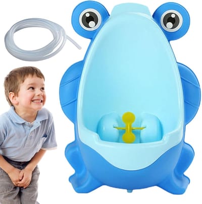 Baby Urinoir Kikker - Potty Trainer Jongens - Zindelijkheidstraining - Draaiende Windmolen - 30 x 16.5 x 21 cm - Blauw