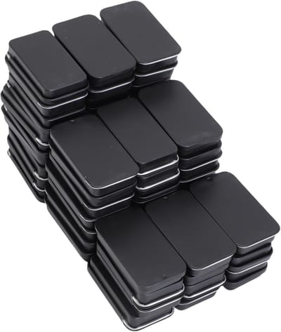 60 Stuks Zwarte Mini-Rectangulaire Metaal Blikjes, Lege Blikjes met Deksel voor Ambachten, Sieraden en Snoepjes, Perfect voor Lip Balm en Organisatie