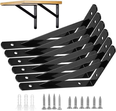 Zes stuks stevige wandbeugels voor planken, driehoekige bevestigingssteunen, 15 cm recht hoekige draagbeugels voor zwevende tafels en planken
