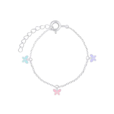 Zilveren kinderarmband multi kleur vlindertjes | armband | vlinder armbandje Meisje Zilver | Zilverana | Sterling 925 Silver