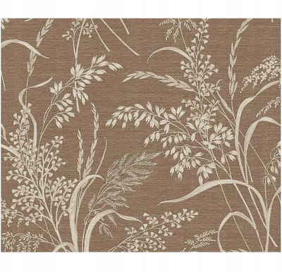 KBM - Vinylbehang op Vlies - Bruin met Beige Bloemen - Natuurlijke Kleuren - 10m
