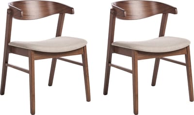 LILLY - Eetkamerstoel set van 2 - Bruin/Beige - Polyester