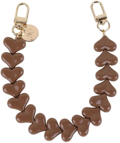 AVY Polsband Telefoonkoord | Cupid Chocolate Brown | Kort Koord | Universeel voor alle Hoesjes | Geschikt voor iPhone, Samsung en meer | 30cm | Hartjes | Bruin