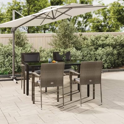 vidaXL - 5-delige - Tuinset - met - kussens - poly - rattan - zwart - en - grijs